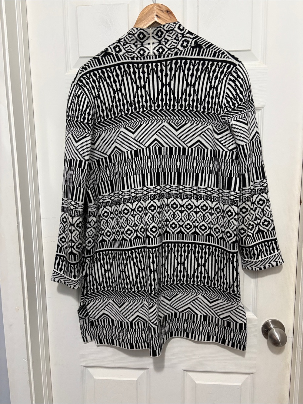 Ruby Rd. Black & White Patterned Open Front Cardigan Jacket - Picture 7 of 8